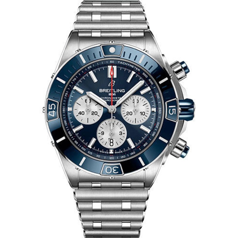Breitling Super Chronomat B01 44 Watch – Stainless Steel – Blue Dial – Metal Bracelet – AB0136161C1A1
