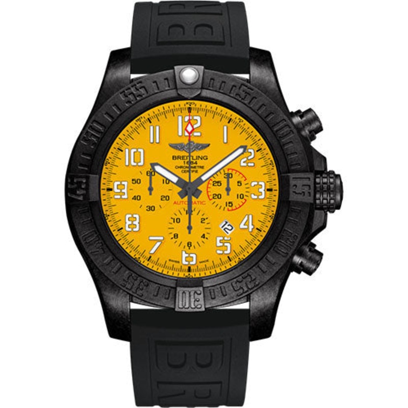 Breitling Avenger Hurricane 12h Watch – Breitlight – Cobra Yellow Dial – Black Diver Pro III Strap – Tang Buckle – XB0170E41I1S2