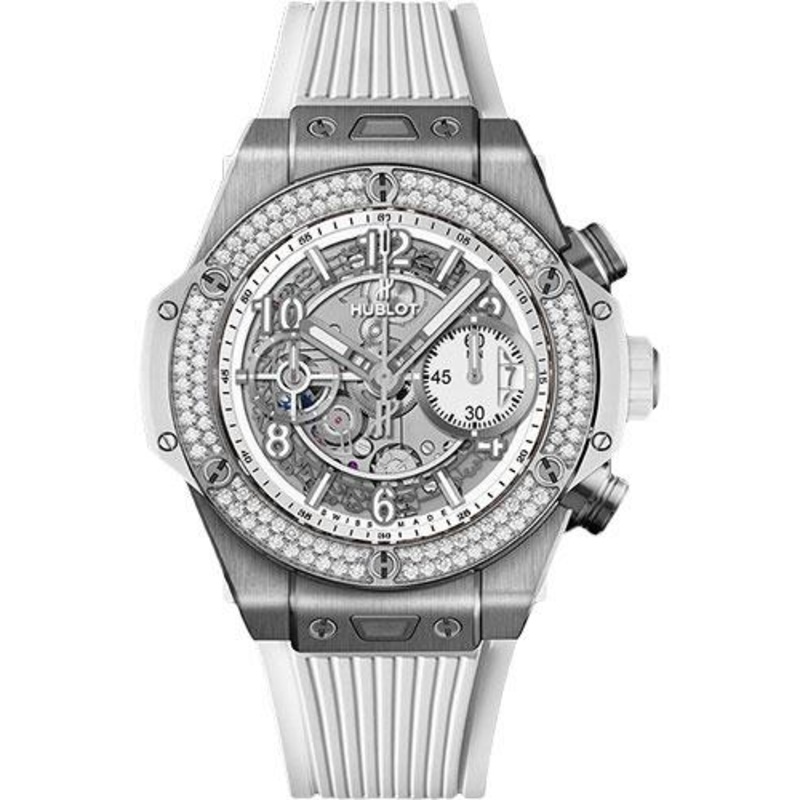 Hublot Big Bang Unico Titanium White Diamonds 42mm Watch – 42 mm – White Skeleton Dial-441.NE.2010.RW.1104