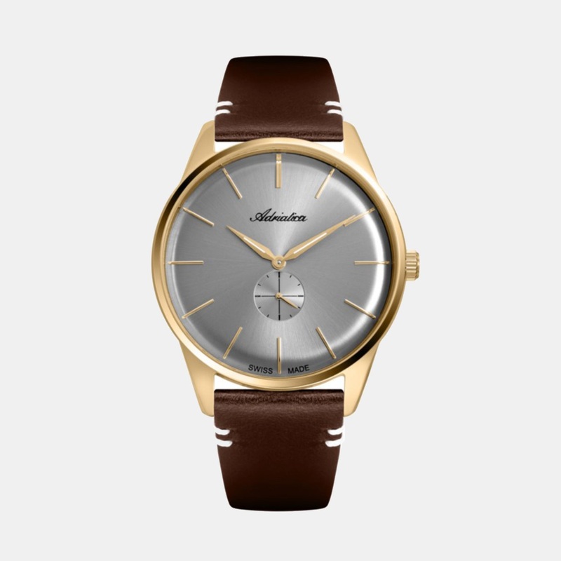 Adriatica Men Quartz Grey Dial Analog Leather Watch A8264.1217Q