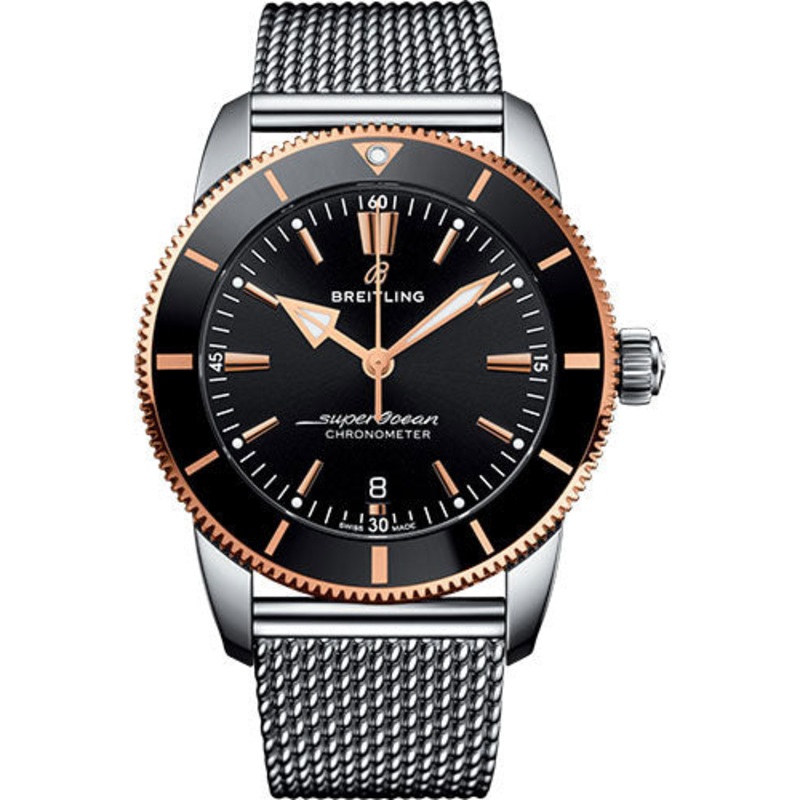 Breitling Superocean Heritage II B20 Automatic 44 Watch – Steel and Red Gold Case – Black Dial – Steel Aero Classic Bracelet – UB2030121B1A1