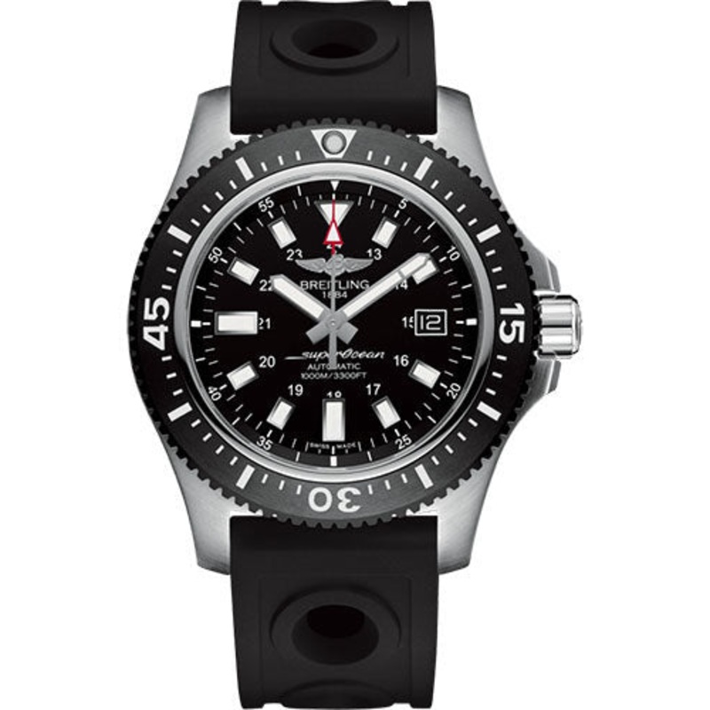 Breitling Superocean II 44 Watch – Steel – Volcano Black Dial – Black Ocean Racer II Strap – Tang Buckle – Y1739310/BF45/227S/A20SS.1
