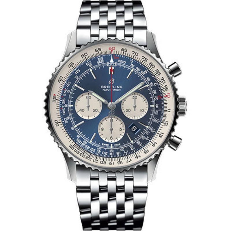 Breitling Navitimer 1 B01 Chronograph 46 Watch – Steel Case – Aurora Blue Dial – Steel Navitimer Bracelet – AB0127211C1A1