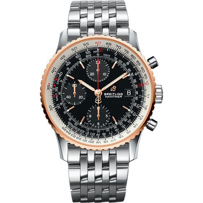 Breitling Navitimer 1 Chronograph 41 Watch – Steel and Red Gold Case – Black Dial – Steel Pilot Bracelet – U13324211B1A1
