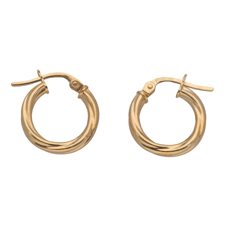 New 9ct Gold Twisted Hoop Earrings