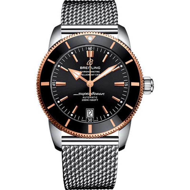Breitling Superocean Heritage II B20 Automatic 42 Watch – Steel and Red Gold Case – Black Dial – Steel Ocean Classic Bracelet – UB2010121B1A1