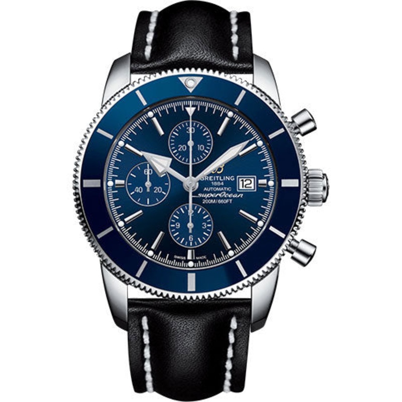 Breitling Superocean Heritage II Chronograph 46 Watch – Steel Case – Gun Blue Dial – Black Leather Strap – A1331216/C963/442X/A20D.1