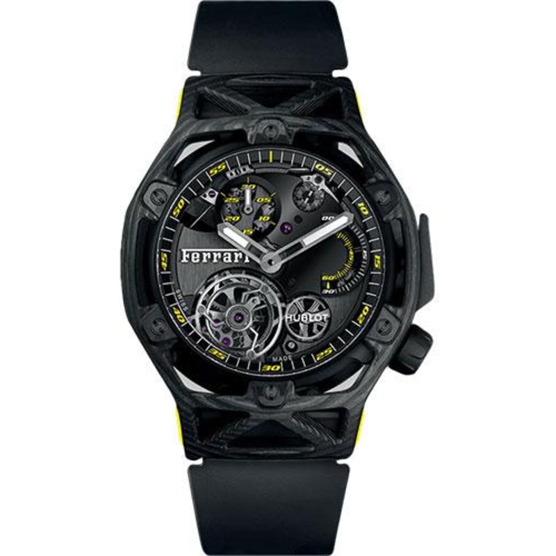 Hublot Novelties Techframe Ferrari Tourbillon Chronograph Carbon Yellow Limited Edition of 70 Watch-408.QU.0129.RX