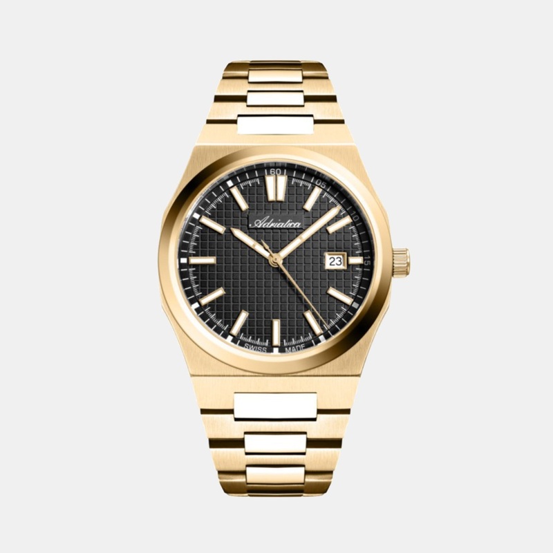 Adriatica Men Quartz Gun Dial Analog Stainless Steel Watch A8326.1116Q
