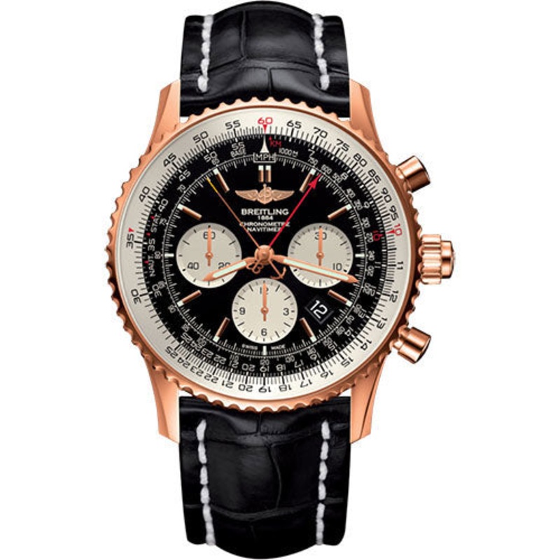 Breitling Navitimer B03 Chronograph Rattrapante 45 Watch – Red Gold – Black Dial – Black Croco Strap – Tang Buckle Limited Edition – RB031121/BG11/760P/R20BA.1