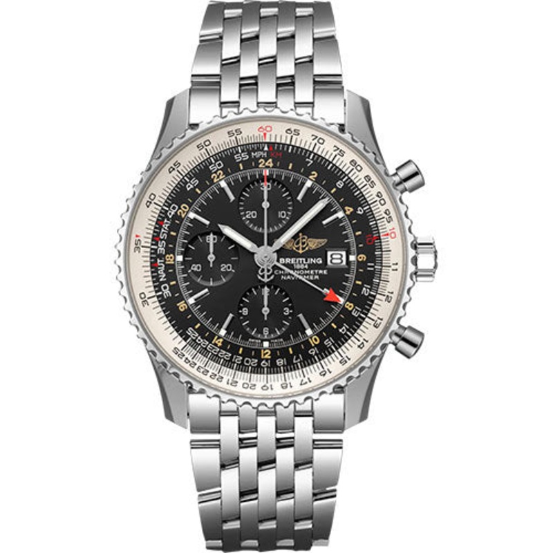 Breitling Navitimer Chronograph GMT 46 Watch – Stainless Steel – Black Dial – Metal Bracelet – A24322121B1A1