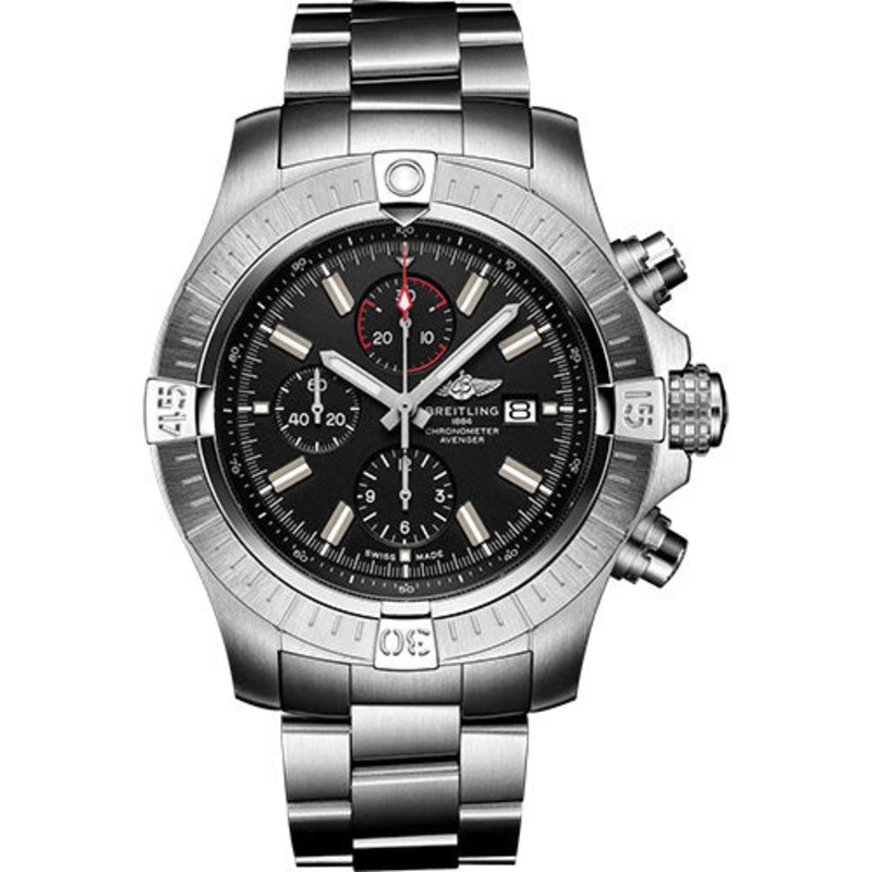 Breitling Super Avenger Chronograph 48 Watch – Stainless Steel – Black Dial – Metal Bracelet – A13375101B1A1