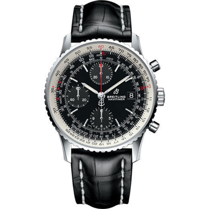 Breitling Navitimer 1 Chronograph 41 Watch – Steel Case – Black Dial – Black Croco Strap – A13324121B1P1