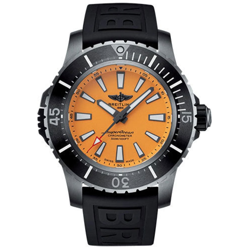 Breitling Superocean Automatic 48 Watch – Titanium – Yellow Dial – Black Rubber Strap – Tang Buckle – E17369241I1S1