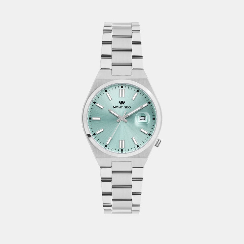 Mont Neo Men Quartz Sea Green Dial Analog Metal Watch 3506E-M1117